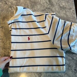 Polo by Ralph Lauren Men’s White and Blue Striped Shirt